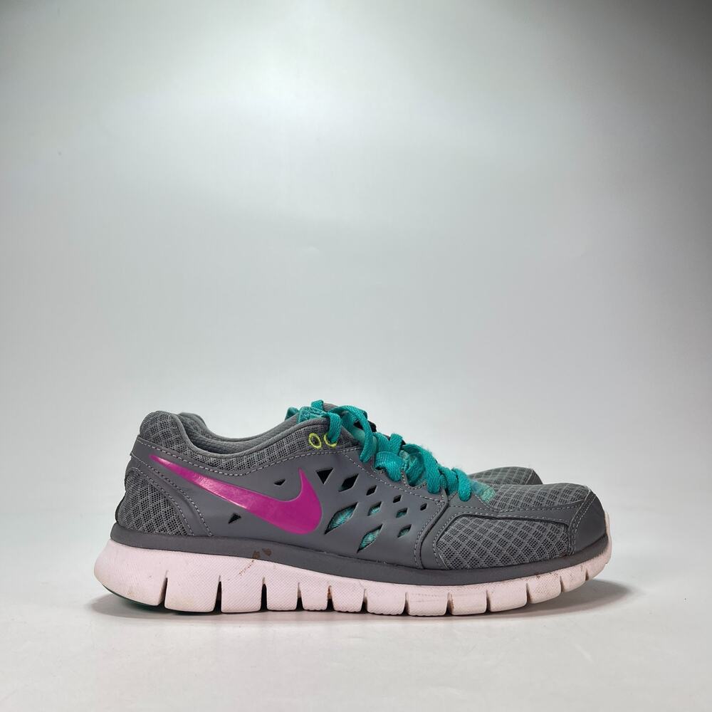 Nike Flex 2013 Run Grey Pink Turquoise Running Shoes 580440-002 Women's Size 8